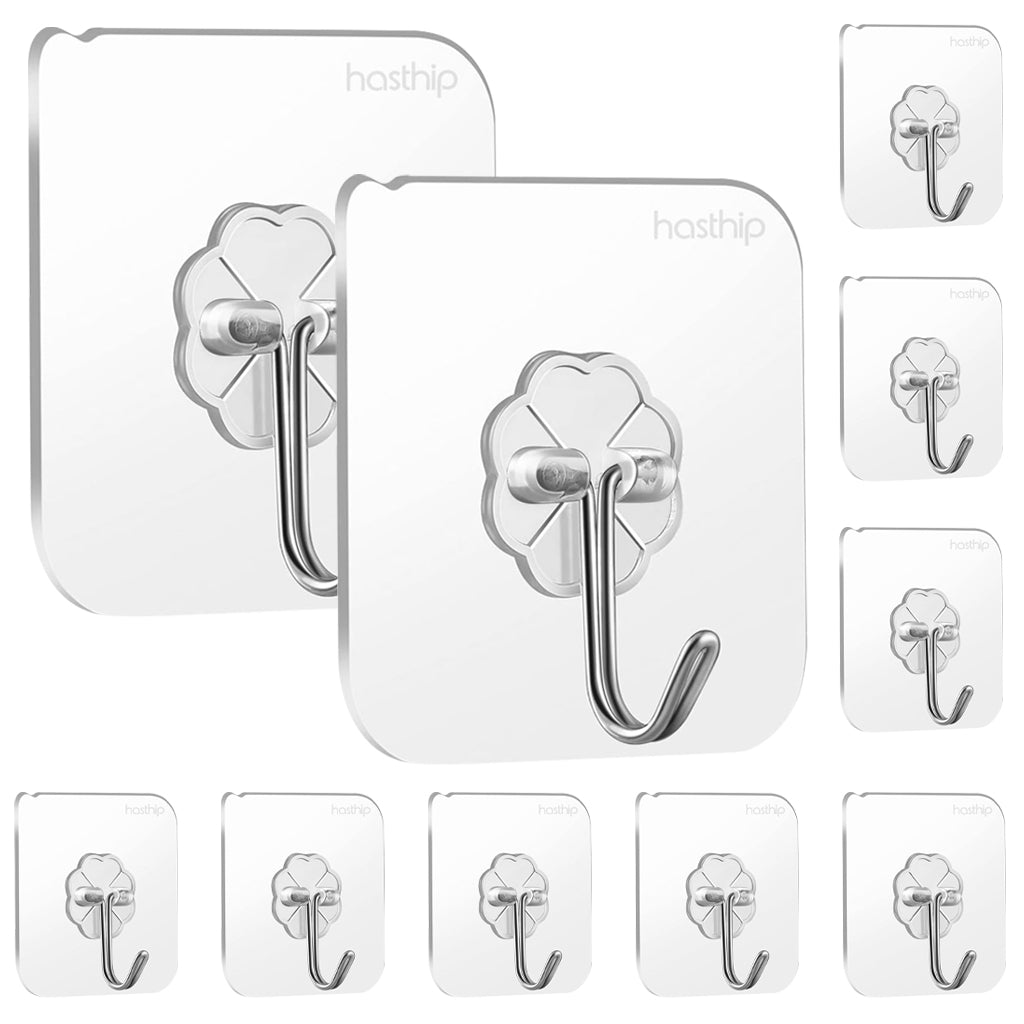 HASTHIP 10Pcs Wall Hooks Strong Acrylic Backing Glue Wall Hooks Self-Adhesive Wall Hooks for Bathroom, Kitchen Waterproof Ultra Adhesive Wall Hooks HASTHIP 10Pcs Wall Hooks Strong Acrylic Backing Glue Wall Hooks Self-Adhesive Wall Hooks for Bathroom, Kitchen Waterproof Ultra Adhesive Wall Hooks